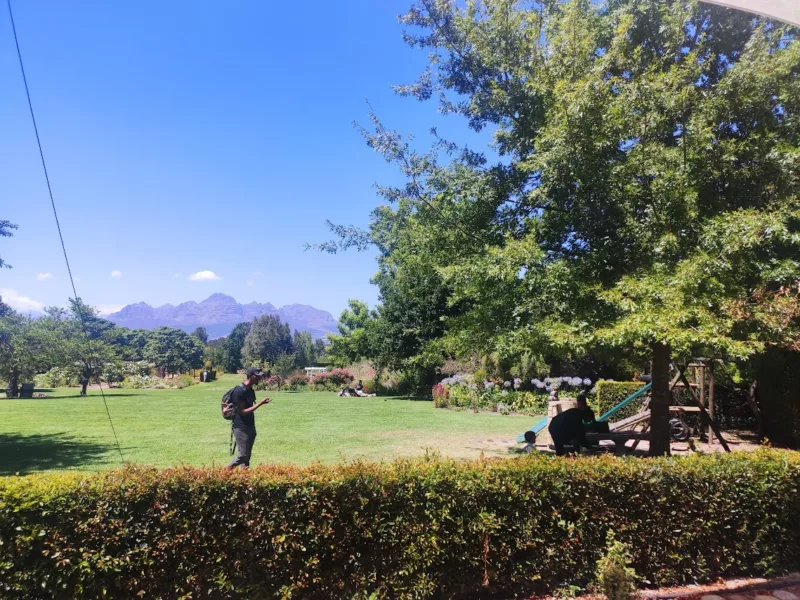 wonderful view of the mountain from the Vredeheim estate restaurant